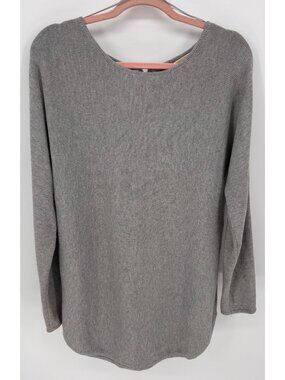 Michael Kors Womens Gray Long-Sleeve Knit Tunic Sweater Top With Back Zipper